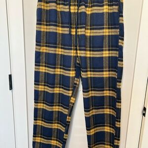 Men's Plaid Joggers - Navy and Mustard